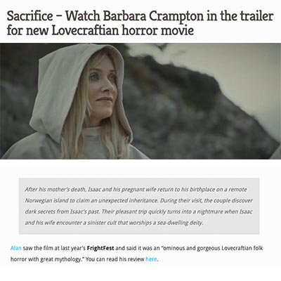 Sacrifice – Watch Barbara Crampton in the trailer for new Lovecraftian horror movie